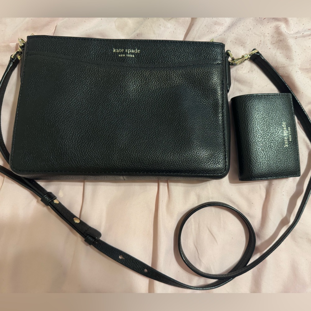 Kate Spade Black Leather Crossbody and Wallet